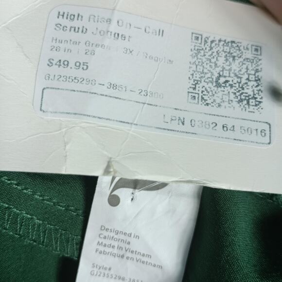 Fabletics Scrub Pants Womens 3X Hunter Green High Rise On Call Jogger Pockets - Picture 10 of 12